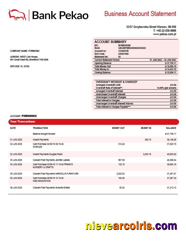 Bank Pekao S. A company statement